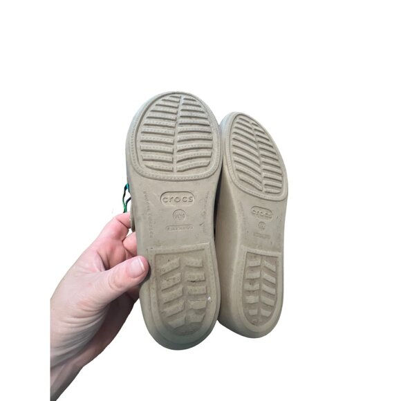 Crocs Patricia Two Toned Taupe low Wedge Slip On Sandal Women's size 10 - Picture 5 of 6